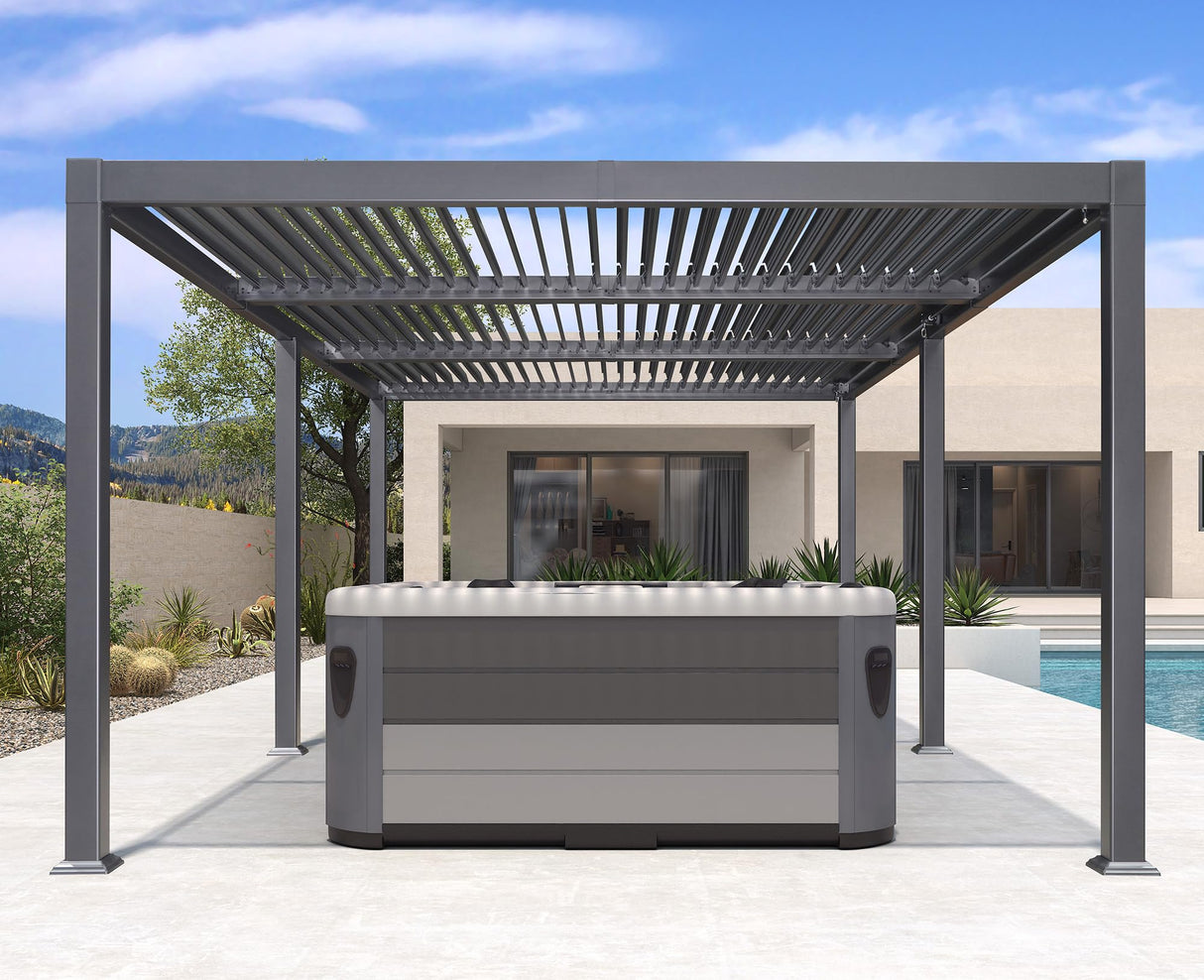 PURPLE LEAF Louvered Pergola 11' x 20' Oversize Patio Aluminum Pergola Modern Outdoor Pergola with Adjustable Roof for Deck Garden Yard Hardtop Gazebo PURPLE LEAF
