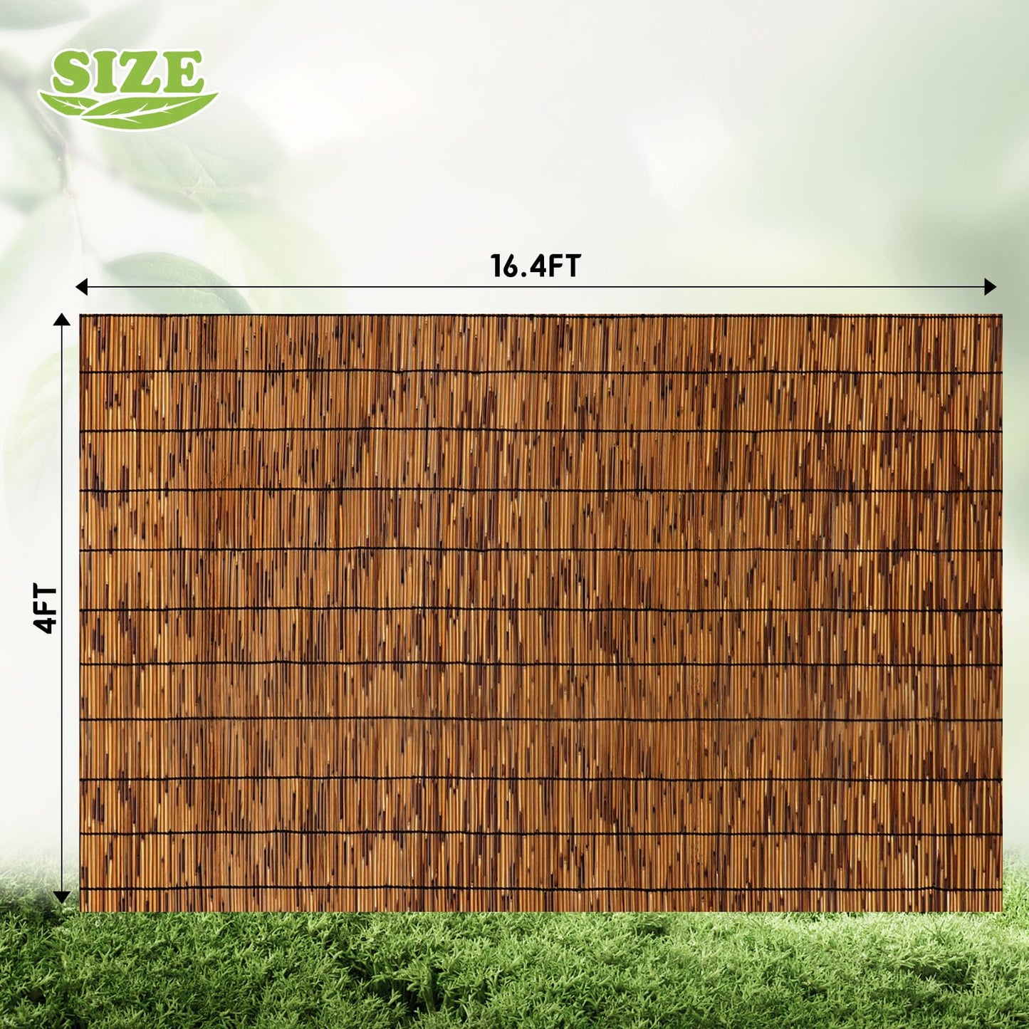 FENRUNXU Bamboo Reed Screen Fencing,4FT X 16.4FT Natural Reed Fencing Bamboo Reed Fence 4 Feet High for Outdoor Backyard Patio