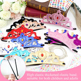 ZYNERY 29 Pcs Birthday Crowns for Kids Fabric Crafts with Stickers Bulk 4-14mm Rhinestones,Princess Tiaras DIY Crown Gifts for Girls Boys Role Rlay ZYNERY