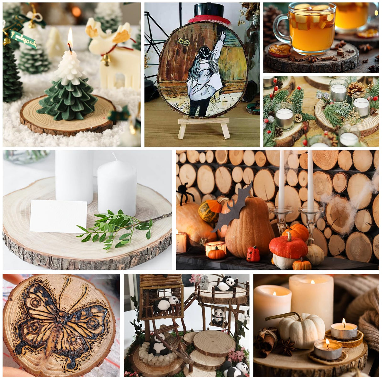 20 Pcs Unfinished Natural Wood Slices for Centerpieces.5.1-5.5 Inch Wood Rounds for Crafts. Wood Circles with Tree Bark for Christmas Ornaments,DIY Crafts,Centerpiece Table Decorations. VKIZA