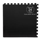 EVA Foam Mat Tiles 24-Pack - 96 SQ FT of Interlocking Padding for Garage, Playroom, or Gym Flooring - Exercise Mat or Baby Playmat by Stalwart (Black) Stalwart