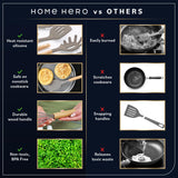 Home Hero 33 Pcs Kitchen Cooking Utensils Set, Non-Stick Silicone Cooking Kitchen Utensils Spatula Set with Holder, Wooden Handle Silicone Kitchen Gadgets Utensil Set (33 Pcs - Khaki) Home Hero