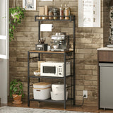 MAHANCRIS Bakers Rack with Power Outlet, Kitchen Storage Shelf with Paper Holder, Microwave Stand, Coffee Bar with 6 Hooks, Socket with Switch, for Kitchen, Dining Room, Rustic Brown BRHR36E01 MAHANCRIS