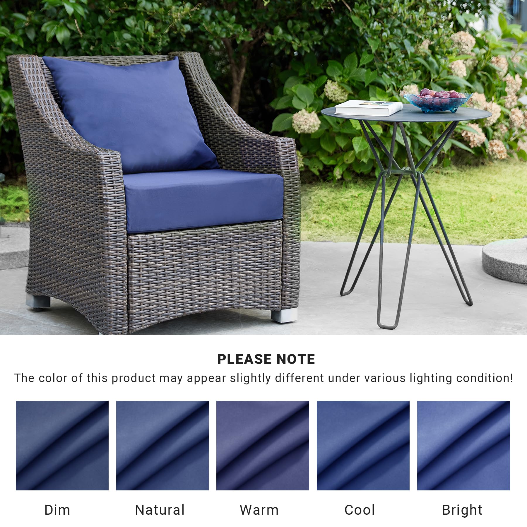 IPYNBAP Outdoor Cushions for Patio Furniture，Outdoor Seat Cushion Set 24 x 24 x 5.75 Inch，Waterproof & Fade Resistant Outdoor Chair Cushions，Deep Patio Chair Cushion with Removable Cover，Navy - WoodArtSupply