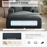 50 Inch Chaise Lounge Chair Indoor, Oversized Corduroy Upholstered Boneless Sofa Bed, Deep Seat Sleeper Couch Reading Chairs, Cloud Sofas Couches for Living Room, No Assembly Required (Dark Grey) ivoros