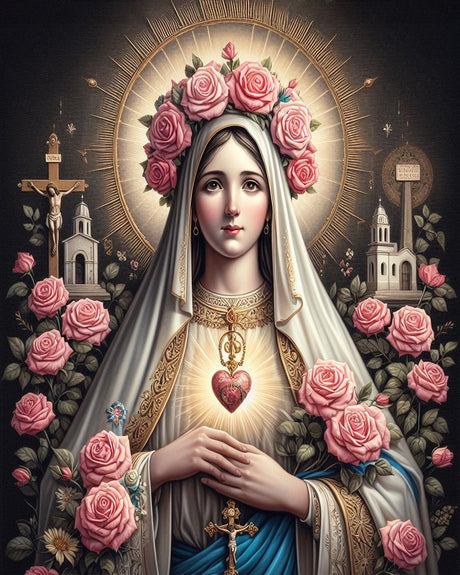 TUMOVO DIY Paint by Numbers, Christian Adults' Paint-by-Number Kits on Canvas, Santa Rosa de Lima Paint by Numbers Kit for Adults and Beginner, 16X20 Inch Frameless Adult Paint by Numbers TUMOVO