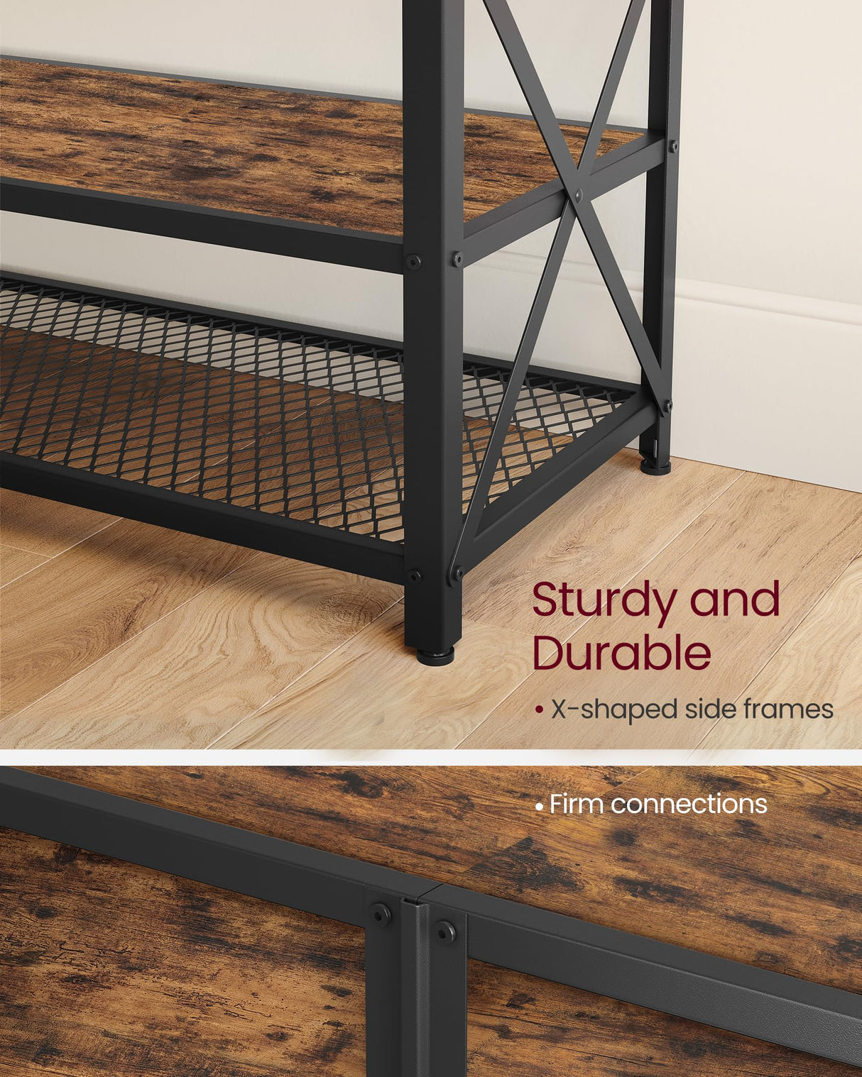 VASAGLE TV Stand, TV Console for TVs Up to 75 Inches, TV Table, 70.1 Inches Width, TV Cabinet with Storage Shelves, Steel Frame, for Living Room, Bedroom, Rustic Brown and Black ULTV096B01V1 VASAGLE