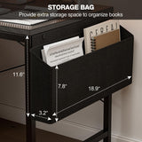 Grandder Gaming Desk 40 Inch with Power Outlet and LED Light, Computer Desk with Reversible Shelves and Storage Drawer, Pc Small Desk for Home Office Table with Bag, Carbon Fiber Black Grandder