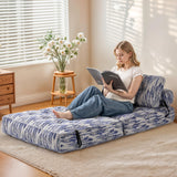 Airynee Folding Sofa Bed, Convertible Sleeper Chair Bed, Floor Couch for Adults with Back Support and Pillow, Comfy Floor Sofa Lounge for Small Spaces, Zha Blue Airynee