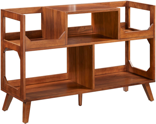 Crosley Furniture Asheville Mid-Century Modern Media Console Record Player Stand, Storage for Vinyl Records, Walnut, Large