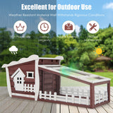 Tangkula 62 Inch Wooden Rabbit Hutch, Outdoor Chicken Coop with Asphalt Roof, Removable Tray, Running Ramp, Pet Bunny Cage House for Rabbits, Chicken and Small Animals, Indoor & Outdoor Use (Red) Tangkula