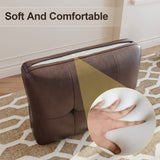 HONBAY Faux Leather Sectional Sofa, Convertible Sectional Couch L Shaped Couch Sofa for Small Space, Brown HONBAY