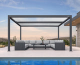 PURPLE LEAF Louvered Pergola 12' x 14' Outdoor Aluminum Pergola with Hidden Drainage System and White Adjustable Sun Shade Roof Patio Hardtop Large Pergolas for Patio Dining Backyard Deck PURPLE LEAF