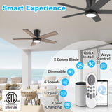 42In Smart Low Profile Ceiling Fan with Lights Remote,Controll by Voice WIFI Alexa App,Quiet DC Motor,Outdoor Indoor Flush Mount Ceiling Fans,Modern Black Walnut Fan for Bedroom Patio Porch Lorpies
