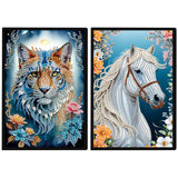 DCIDBEI 2 Pack DIY Diamond Painting Notebook Tiger Horse A5 Blank Diamond Painting Diary Sketchbook Book Rhinestone Craft Diamond Art Notebook Students 50 Sheets Diamond Journal Kits DCIDBEI