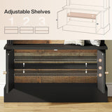 Tribesigns 70.86" Hall Tree with Storage Bench, 4-in-1 Design Entryway Bench with Coat Rack, Farmhouse Hall Tree with 5 Hooks and Adjustable Shoe Storage for Entryway, Hallway(Black＋Brown) Tribesigns