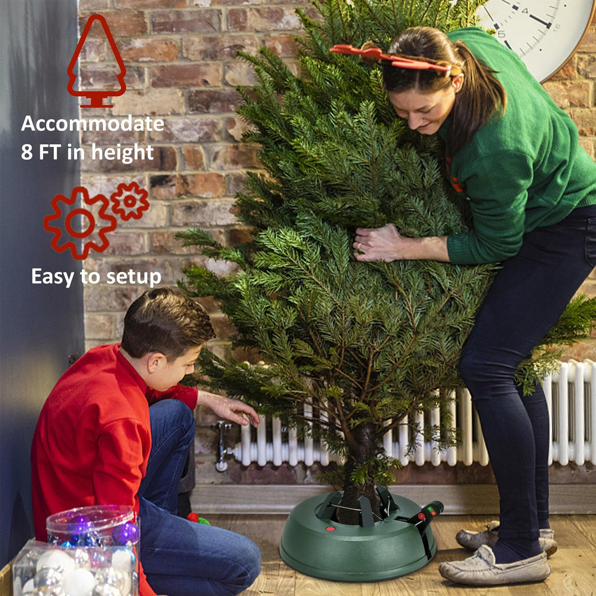 Blissun Christmas Tree Stand with Water Reservoir, Fast Clamp, Foot Pedal, Water Level Indicator, Fits up to 8FT Real Trees Blissun