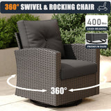 KHOLH Patio Furniture Set with Fire Pit Table, 9 Pieces Outdoor All-Weather Wicker Conversation Sectional Chair Sofa Set with 2 Swivel Chairs KHOLH