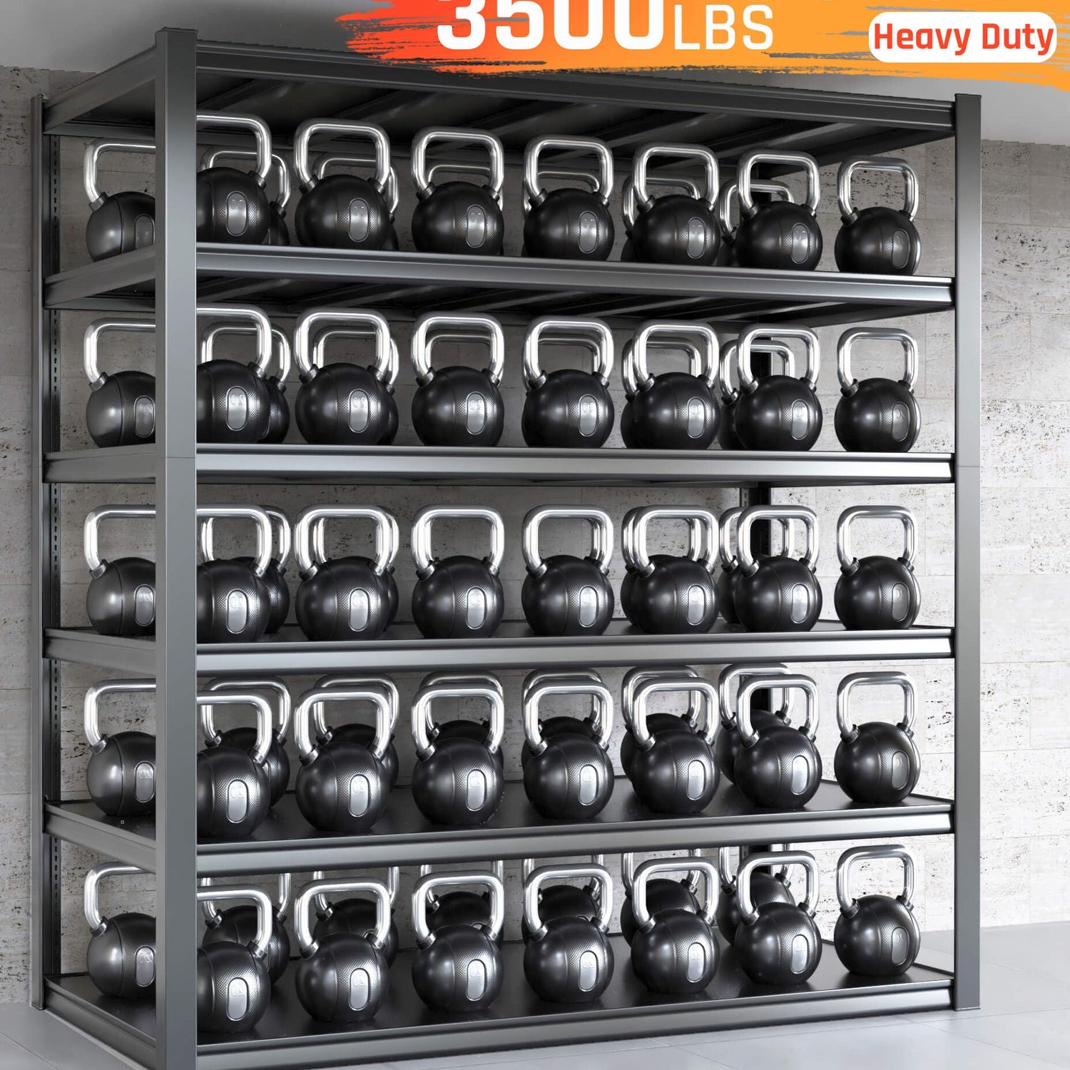 PMKES 84" H Garage Shelving Heavy Duty, Garage Storage Shelves 3200LBS Adjustable 6 Tier Metal Shelving Unit for Storage Rack Industrial Storage Rack Shelf, 2 Pack PMKES