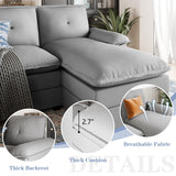 U Shaped Sectional Couch for Living Room,110" 4-Seater Comfy Couch with Double Chaise,Deep Seat Modular Sofa Couches with Thick Cushion & Soft Backrest,Light Grey Shintenchi