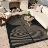 Lahome Modern Rainbow Easy Jute Carpet, Washable 5x7 Area Rugs for Living Room Patio Black Farmhouse Indoor Outdoor Rugs, Contemporary Natural Non Slip Floor Carpet for Office RV Backyard Lahome