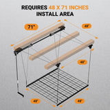 eShelf Adjustable Overhead Garage Storage Rack, 4x4ft Garage Ceiling Storage Lift, Heavy Duty Garage Storage Lift System With 300lbs Weight Capacity, Perfect for Kayaks, Ladders eShelf