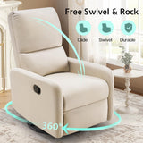 Jocisland Swivel Rocker Recliner Chair for Adults, Nursery Rocking Reclining with High Back, Small Glider for Small Spaces/Living Room/Bedroom/Nursing, Beige Line Jocisland