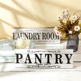 Jetec 2 Pcs Pantry Sign Wooden Pantry and Laundry Room Signs Wall Decor Farmhouse Laundry Pantry Room Door Sign for Kitchen Home Pantry Room, 15 x 5 Inches(White) Jetec