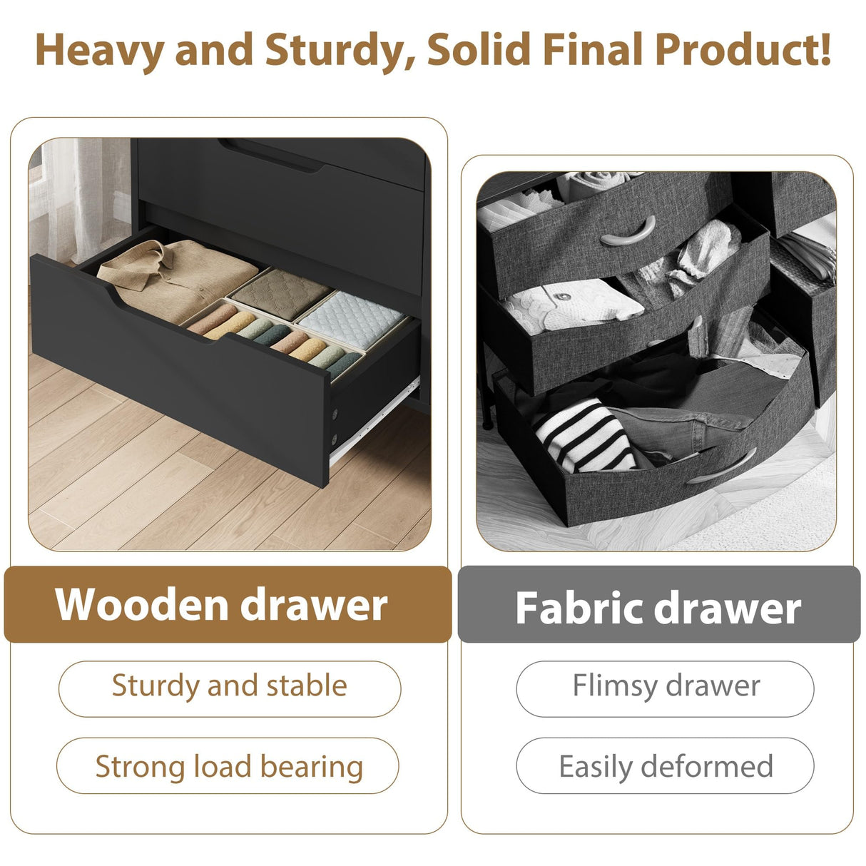 GarveeHome 8 Dresser for Bedroom, 55" Wide Dresser, Freestanding Horizontal Drawer with Storage, Wooden Closet Chest Storage for Living Room, Hallway, Entryway, Black GarveeHome