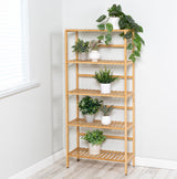 Honey-Can-Do 5-Tier Bamboo Shelf Adjustable, Bamboo Bookshelf, Natural Honey-Can-Do