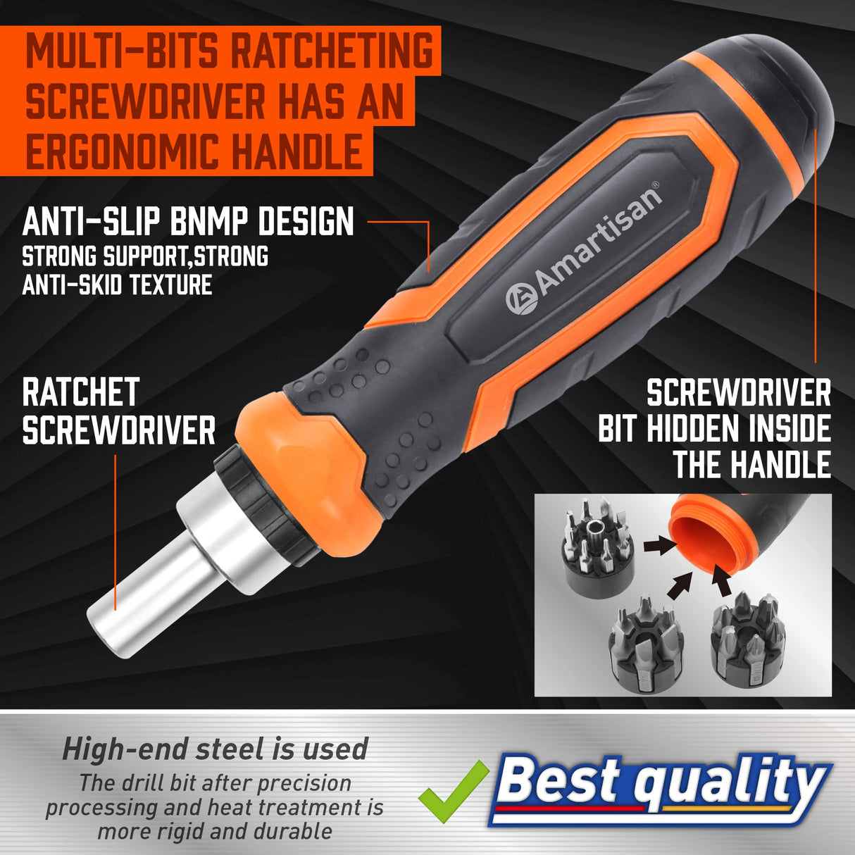 Amartisan 22 IN 1 Ratchet Screwdriver Set, Precision Multi-bit Ratchet Screw Drivers, Slotted/Philips/Pozi/Torx Amartisan
