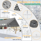 COBIZI Carport 12'x20' Heavy Duty Portable Garage, Upgraded Car Canopy with Built-in Sandbags, UV Resistant Waterproof All-Season Tarp, Car Tent for Truck, Boat, SUV, Gray COBIZI