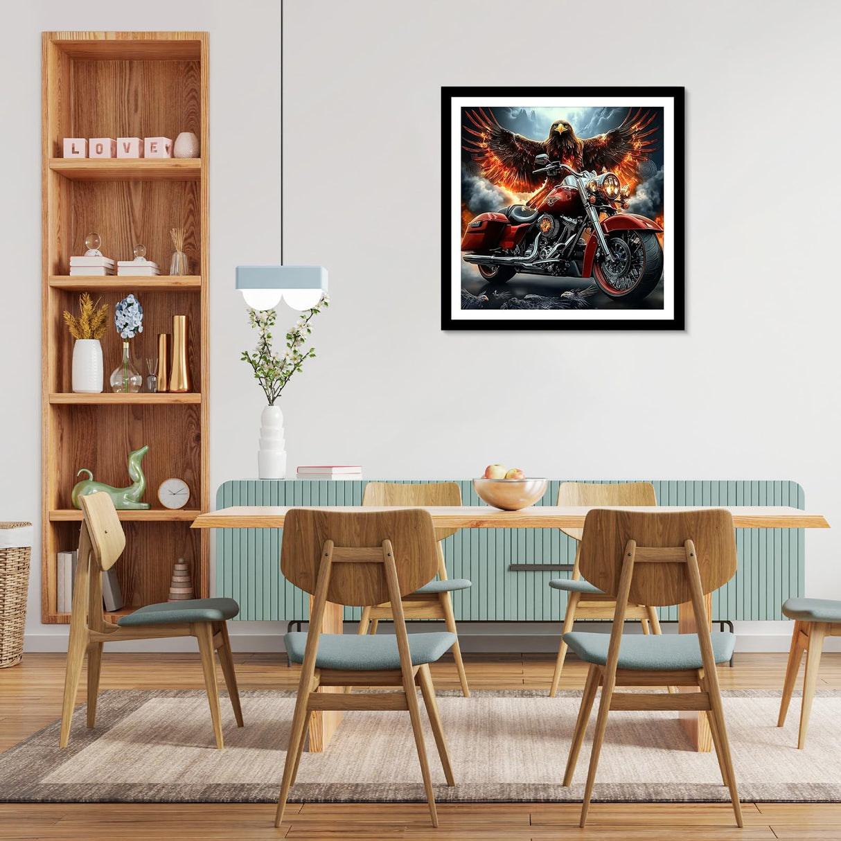 MXJSUA Eagle Diamond Painting Kits for Adults, Motorcycle 5D Diamond Art Kits for Beginners, DIY Full Round Drill Picture with Diamond for Home Wall Decor, 12x12 Inch MXJSUA