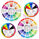 4 Pcs Color Wheel, Paint Mixing Learning Guide Art Class Teaching Tool - Blending Board Chart - Mix Colors (5.5 Inches, 9 Inches) Nezyo
