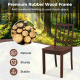 Giantex Farmhouse Dining Chairs Set of 2, Modern Kitchen Chairs w/Rubber Wood Legs & Curved Backrest, Ladder Back Diner Chairs, Wooden Side Chairs for Study, Dining Room, Load 400 LBS, Brown Giantex