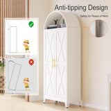 GAIOUS 73" Tall Metal Arched Kitchen Pantry Cabinet, Modern Farmhouse Storage Cabinets with 2 Doors & 4 Adjustable Shelves, 6-Tier Cupboard with Open Storage Area, Versatile Bookcase/Hutch-White GAIOUS