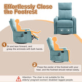 Massage Rocker Swivel Recliner Chair for Adults, Manual Recliner Glider with Lumbar Heating, Technical Flannel Fabric Nursery Glider Rocking Chair with Vibration Massage for Living Room - Green Blue EZZUP