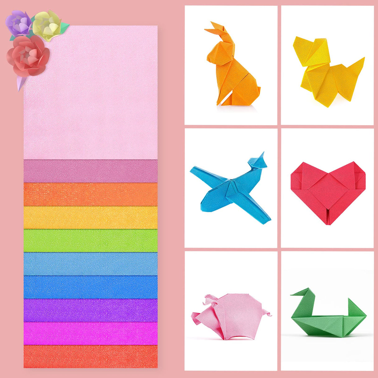 50pcs Iridescent Paper Square Shiny Folding Paper DIY Handcraft Paper Origami Paper,Colorful Paper for Paper Crane Paper Cuts (15cm, 10 Colors) Healifty