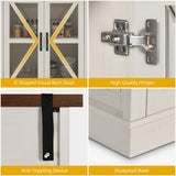 DWVO 66" Storage Cabinet, Tall Bookshelf Display Cabinet, 4 Shelves Curio Cabinet with Tempered Glass Doors, Trophy Display Case for Living Room and Dinning Room, White DWVO