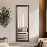 MirrMyst Rustic Farmhouse Full Length Mirror, 64"x21" Wood Frame Floor Mirror, Free Standing Mirror Leaning Wall Mirror Full Length, Full Body Mirror for Bedroom Living Room Cloakroom, Brown MirrMyst