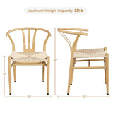 Yaheetech Weave Dining Chair Weave Dining Chair Rattan Chair Metal Dining Chair Armchairs Hemp Seat Chair Accent Chair for Kitchen, Dining, Living Room Set of 2, Wood Color Yaheetech