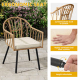 DWVO 5 Piece Patio Dining Sets, Outdoor Dining Furniture Set with 2" Umbrella Hole, Wicker Rattan Round Table and Chairs Set with Comfortable Cushions for Patio, Balcony, Backyard, Beige DWVO