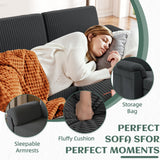 Vongrasig 79" Convertible Sectional Couches Sofa with Storage Ottoman, 3 Seat L Shaped Couch with Side Storage Pockage, Linen Fabric Small Couches for Living Room, Apartment and Small Space, Grey Vongrasig