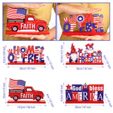 4 Pieces Patriotic Table Decoration 4th of July Wooden Table Centerpiece Independence Day Wood Letter Sign Home of Free God Bless America Table Decoration for Patriotic Party Memorial Day Home Decor Jetec