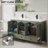 eclife 60" Bathroom Vanities with Sink Combo, Modern Thickened Wood Bathroom Storage Cabinet w/Undermount Double Sink, Matte Black Faucet Drain, Painted Surface, Green eclife