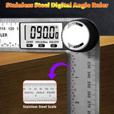 Digital Angle Ruler Finder Protractor, Angle Finder Ruler with 7inch / 200mm, Angle Measuring Tool for Carpenter Wood Working Construction DIY Measurement - Silver Elemirance