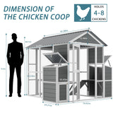 YOPTO Chicken Coop for 10 Chickens,Extra Large Wooden Chicken House Outdoor Nest Box Hen Houses with 2 Chicken Nesting Boxes,Poultry Pet Hutch w/Walk in Desgin,Ramp and Run,Waterproof Roof YOPTO