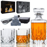 LIGHTEN LIFE Whiskey Decanter Set with Bar Accessories,Crystal Whiskey Decanter and Glass Set in Gift Box,Non-Lead Bourbon Decanter Set for Rum Scotch,Wedding Anniversary Birthday Gift for Men Him Dad LIGHTEN LIFE