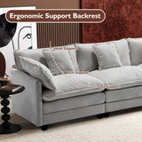 Ihanherry 111.4" L Shaped Modern Sofa Modular Sectional Cloud Couch with Ottoman, 4-Seat Chenille Deep Seat Sofa with Pillow for Living Room, Bedroom and Apartment, Grey Ihanherry