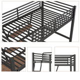 Twin Size Loft Bed with Desk and Storage Shelf, Heavy Duty Loft Bed Twin Size, Twin Loft Bed with Guardrail, Twin Loft Bed for Kids, Teens, Twin Size Loft Bed Black Bellemave